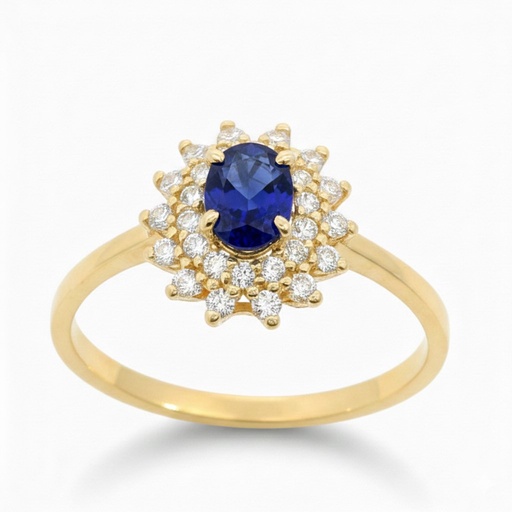 [9K0041Z] SORTIJA CIRCONITA OVAL COLOR ZAFIRO 5x4MM.9KILATES