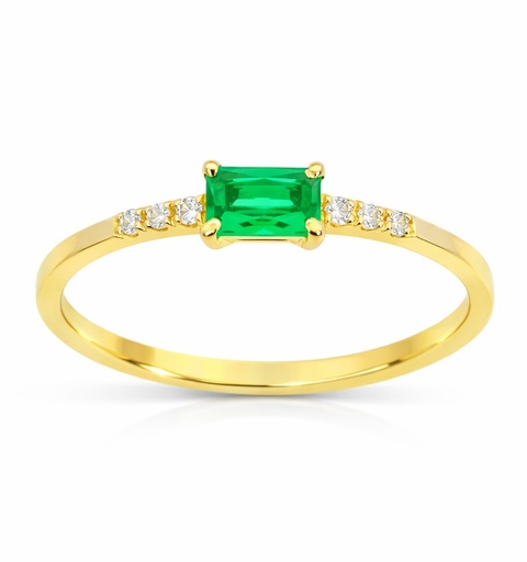 [9K0042E] SORTIJA NANO ESMERALDA BARRETA 5x3MM. 9KILATES