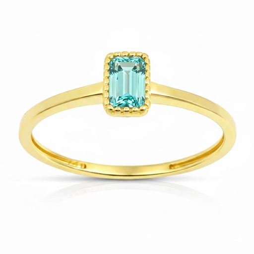[9K0052SA] 6x4MM AQUAMARINE COLOR CZ RING.9 KARAT