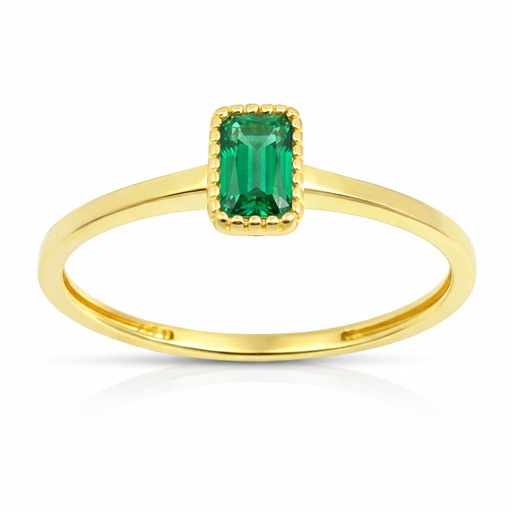 [9K0052SE] SORTIJA NANO ESMERALDA OCTOGONO DE 6x4MM.9 KILATES