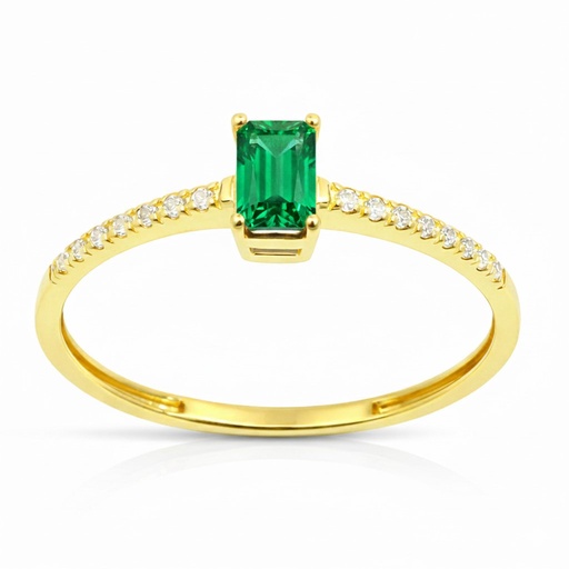 [9K0055SE] SORTIJA RECTANGULAR NANO ESMERALDA DE 5x3MM.9 KILATES