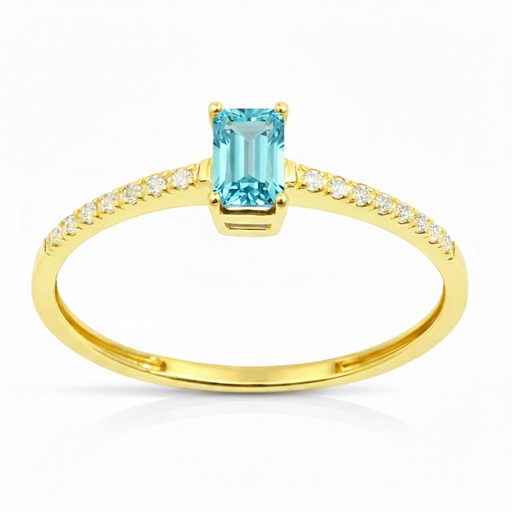 [9K0055SA] 5x3MM AQUAMARINE COLOR CZ RING.9 KARAT