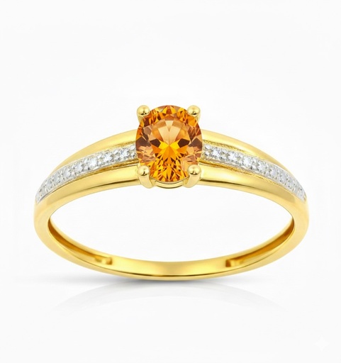 [9K0065C] 5x4MM NANO CITRINE TWO TONE GOLD RING.9 KARAT
