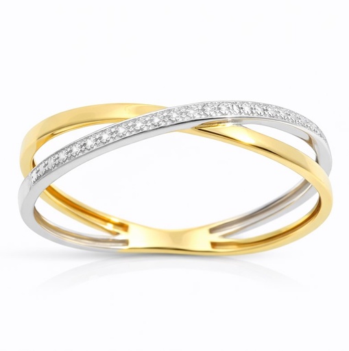 [9K0068] 9 KARAT TWO TONE GOLD WITH DIAMOND.0.04 CT 