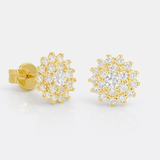 [9K0071] 7MM CZ ROUND STUD EARRINGS.9 KARAT