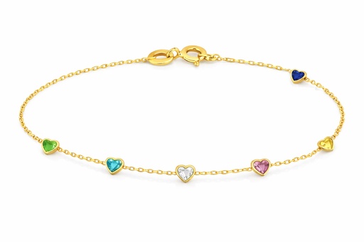 [9K0076PU] PULSERA CIRCONITAS CORAZON .9KILATES