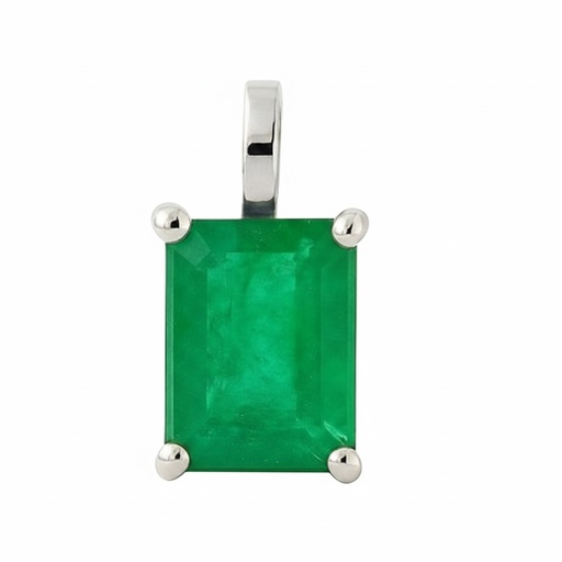 [3974/CEB] 7x5MM EMERALD WHITE GOLD PENDANT