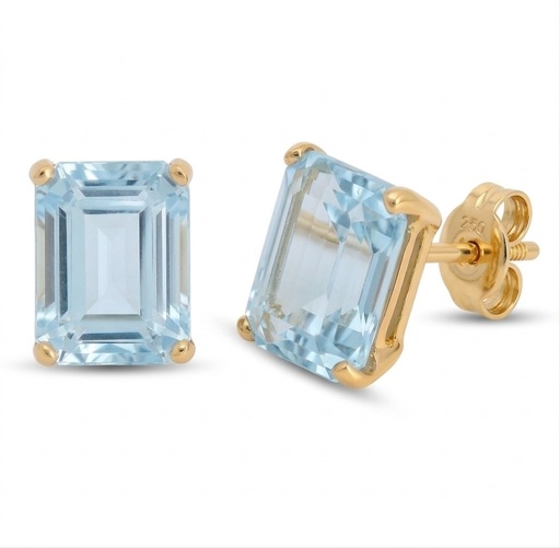 [5468SK] 8x6MM SKY BLUE STUD EARRINGS.PUSHBACK