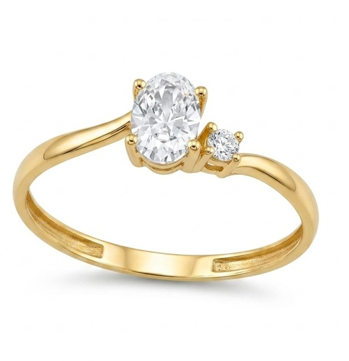 [9K00225S] 6x4MM OVAL CZ RING.9 KARAT