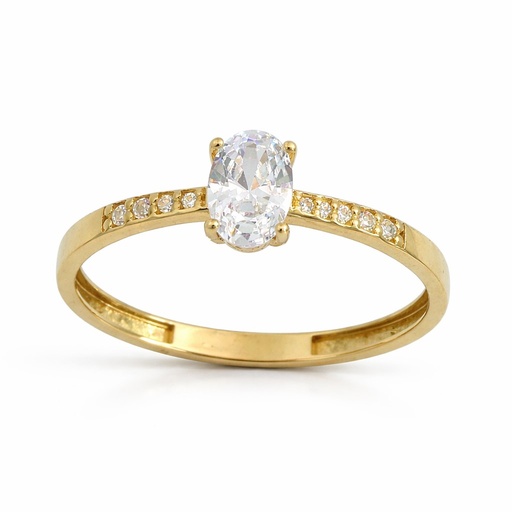 [9K0082] SORTIJA CIRCONITA  OVAL .9 KILATES