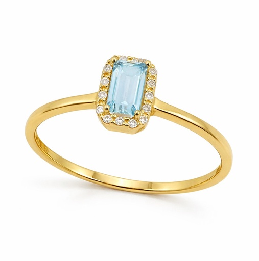 [00194SA] 5x3MM AQUAMARINE AND CZ RING