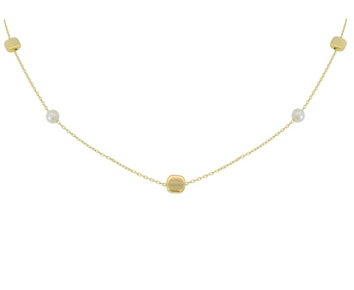 [9K0092] GARGANTILLA 2 PERLAS Y 3 CORAZONES .9KILATES (copia)