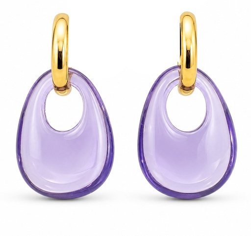 [9K00229AM] PENDIENTES AMATISTA .9 KILATES