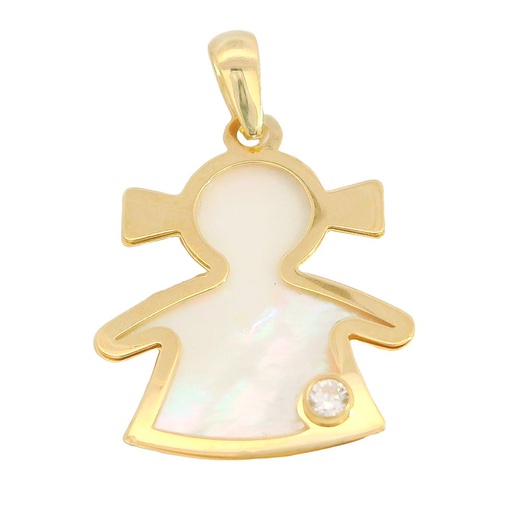 [3844] 20MM GIRL SILHOUETTTE MOTHER OF PEARL PENDANT.