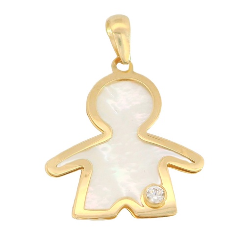[3845] 20MM BOY SILHOUETTE MOTHER OF PEARL PENDANT.