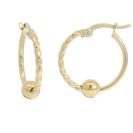 [5350] 17MM BRAID AND BALLS HOOP EARRINGS.
