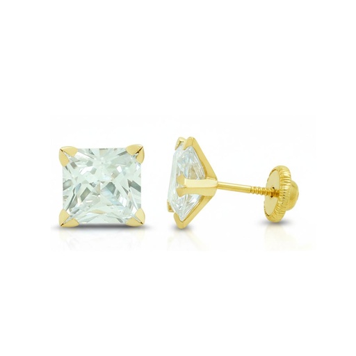 [6158] 3x3MM CUBIC ZIRCONIUM EARRINGS.SCREW BACK.