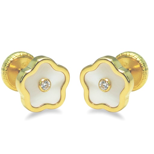 [3382] PENDIENTES FLOR DE NÁCAR 6'5MM.ROSCA.