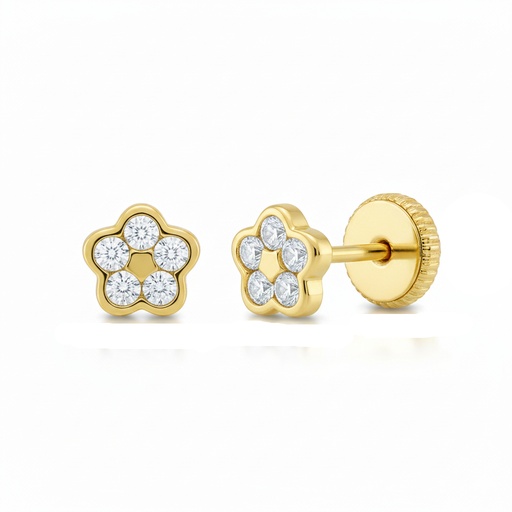 [2374] PENDIENTES MARGARITA CIRCONITAS. 4'5MM TORNILLO .