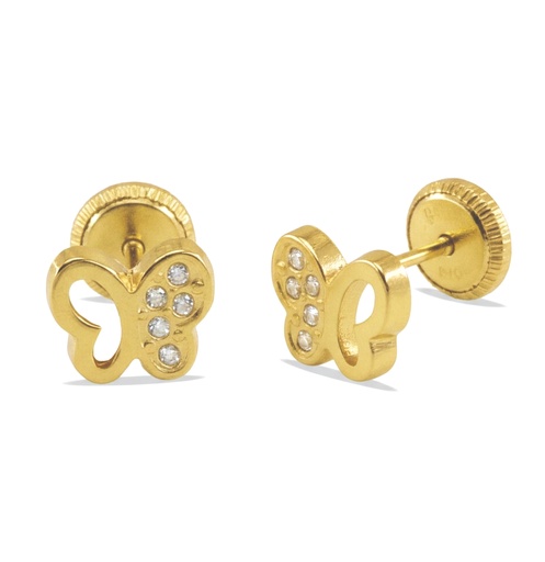 [3763] 5x7MM BUTTERFLY STUD EARRINGS WITH CZ.