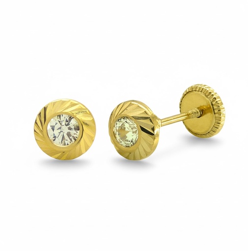 [9844] 5MM ROUND EARRINGS WITH 3MM CZ.SCREW BACK.