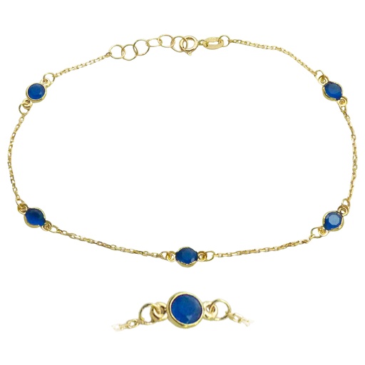 [5139Z] PULSERA 5 BOCELES DE 4MM COLOR ZAFIRO.19CM.