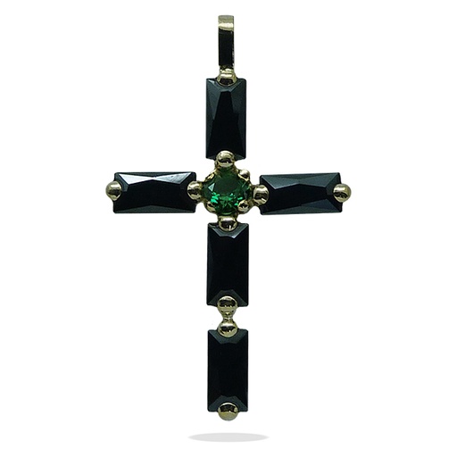 [4941N] 30x18MM BLACK CZ CROSS PENDANT.