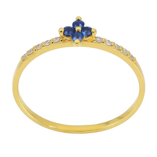 [B4166/SZ] SORTIJA ZAFIRO REDONDO DE 1.5MM 10 BRILLANTES 1MM H-SI 0.07 CT TW
