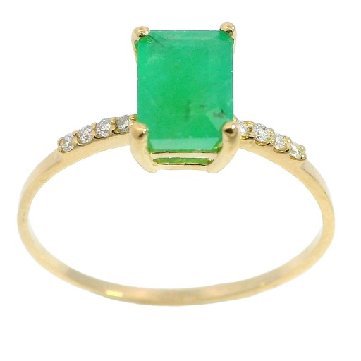 [B4158/SE] SORTIJA ESMERALDA 7x5MM 1.10 CT 8 BRILLANTES1MM H-SI-0.06CT TW