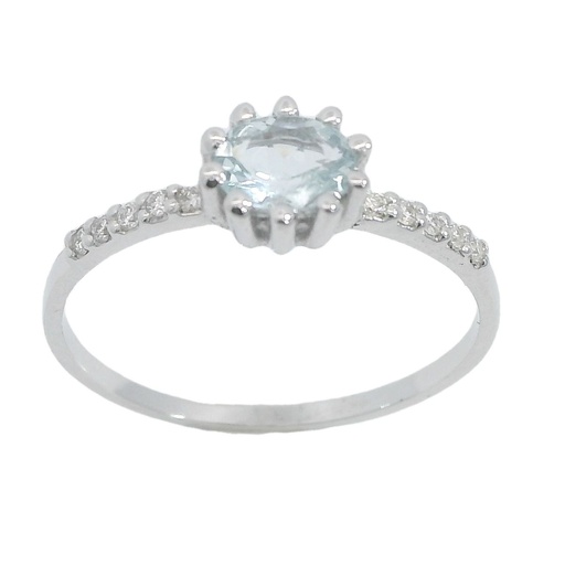 [B4156/SA] SORTIJA AGUAMARINA OVAL 5x4MM 10 BRILLANTES 1MM H-SI 0.07 CT