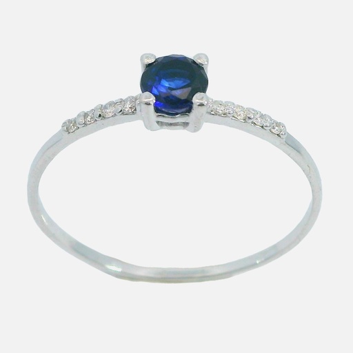 [B4155/SZB] SORTIJA ZAFIRO REDONDO 4MM 8 BRILLANTES 1MM H-SI 0.06 CT