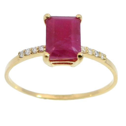 [B4158/SR] 7x5MM(0.98 CT) RUBI AND DIAMOND RING.H-SI 0.06 CT TW 
