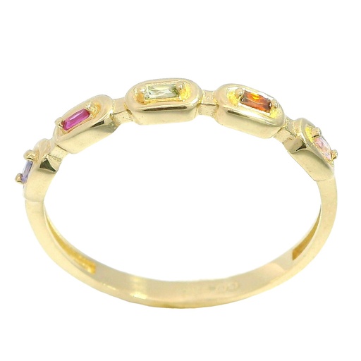 [5887] COLORED CZ BEZELS RING.