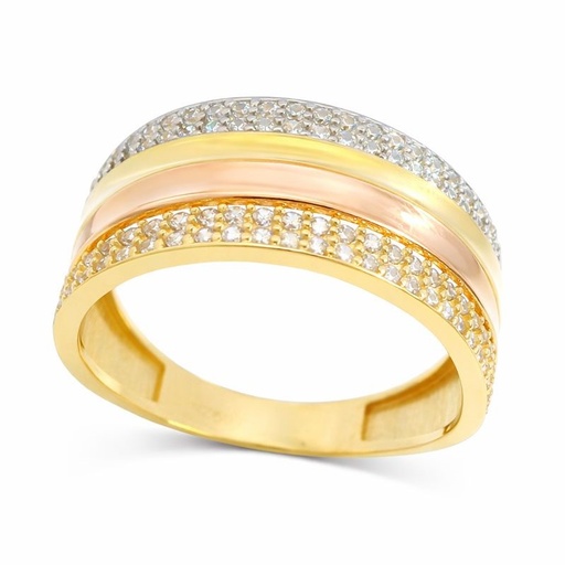 [5187] TRICOLOR GOLD RING WITH CZ