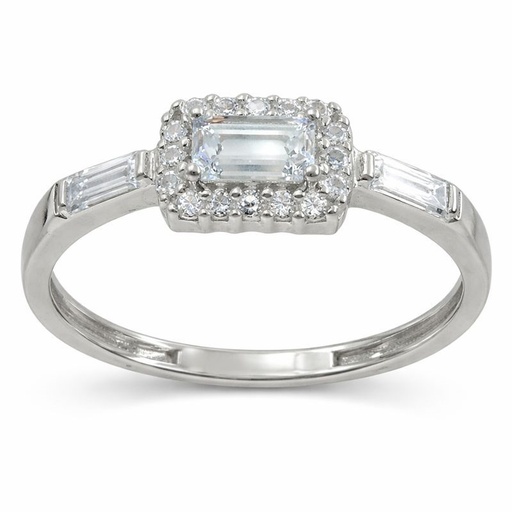 [5098] BAGUETTE CZ WHITE GOLD RING.