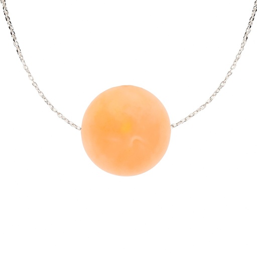 [3831R] COLGANTE ORO ROSA BOLA LISA PASADA 8MM CADENA 45CM