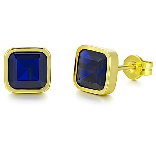 [5912Z] 6x6MM SAPPHIRE  COLOR CZ SQUARE STUD EARRINGS.