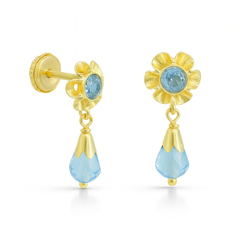 [1516/2A] PENDIENTES ARQUILLO BOLA COLOR AGUAMARINA. TORNILLO 15MM.