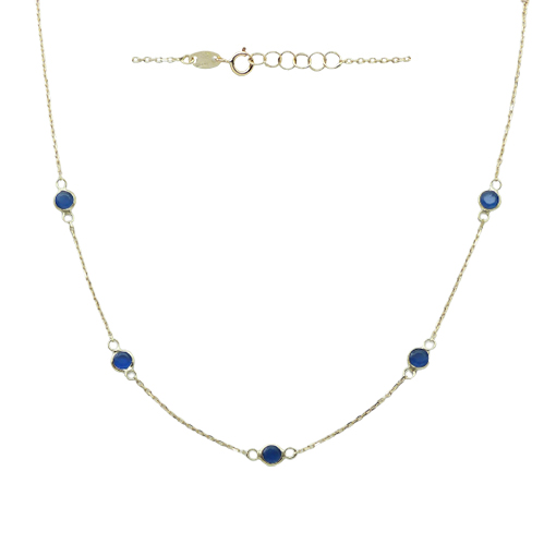 [5139/45Z] 4MM BLUE QUARTZ NECKLACE.45CM.