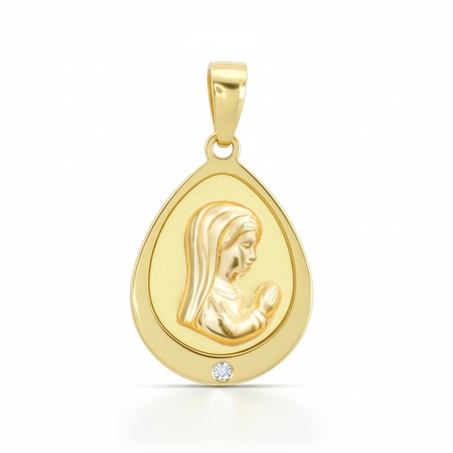 [5947] MEDALLA VIRGEN NIÑA OVAL SATINADA CIRC 14X12MM
