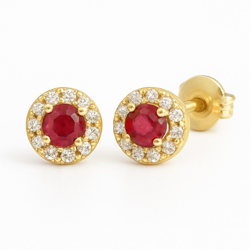 [5959R] 3MM RUBI AND CZ EARRINGS.5MM.