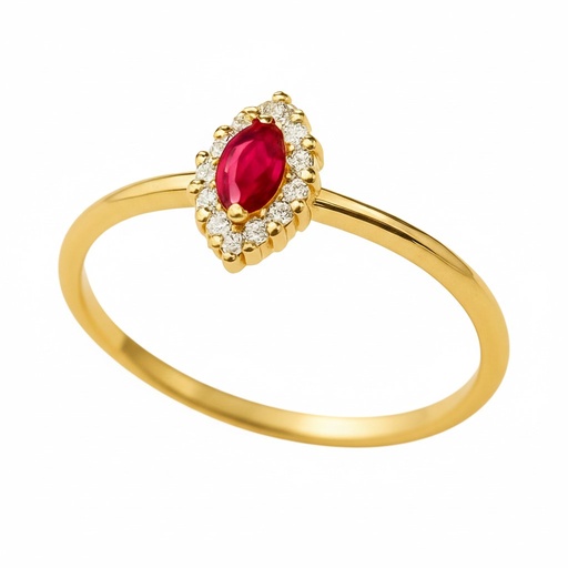 [5961/SR] 3x2MM RUBI AND CZ RING.