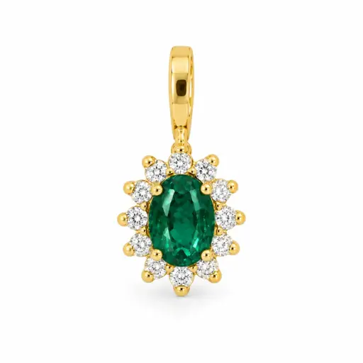 [5962CE] 4x3MM EMERALD AND CZ PENDANT.