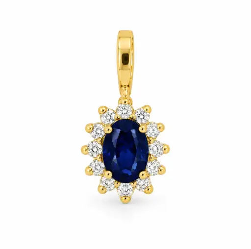 [5962CZ] 4x3 MM SHAPPIRE AND CZ PENDANT.