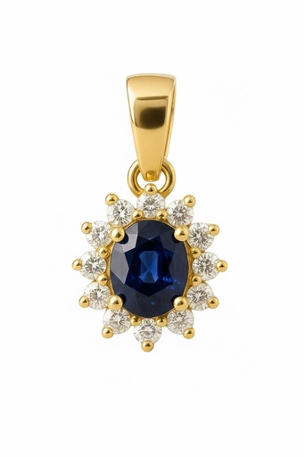 [5962CZ] COLGANTE ROSETON ZAFIRO DE 4x3MM Y CIRCONITAS.