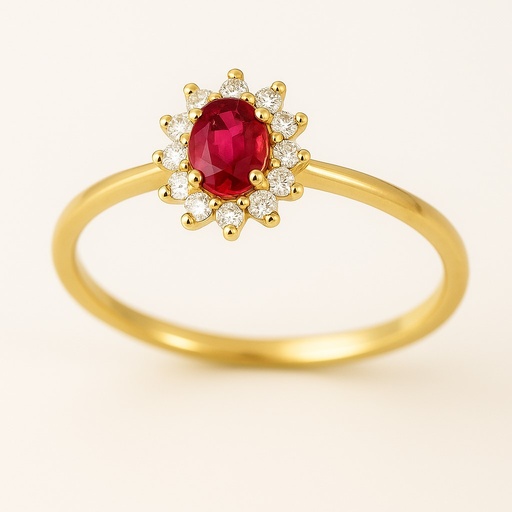 [5962/SR] 4x3MM RUBI AND CZ RING.