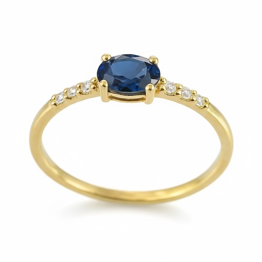 [5966/SZ] SORTIJA ZAFIRO OVAL DE 5x3MM Y CIRCONITAS.