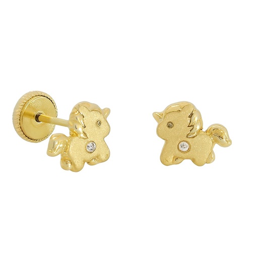 [5978] PENDIENTES UNICORNIO SATINADO CON CIRCONITA.6x8MM.