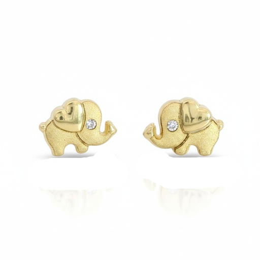 [5979] PENDIENTES ELEFANTE SATINADO CON CIRCONITAS.8x6MM.
