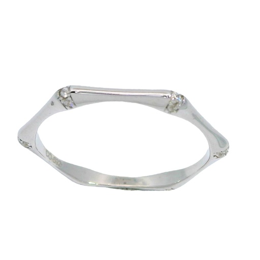 [5982B] WHITE GOLD BAMBOO RING.